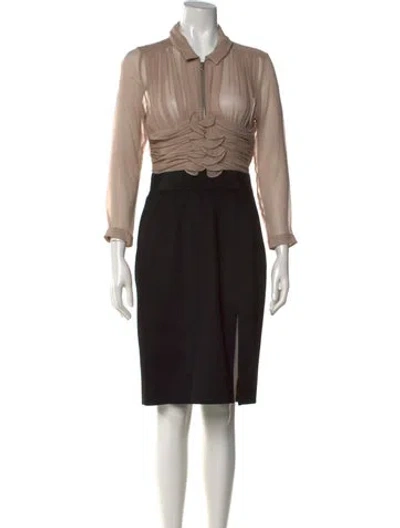 Pre-owned Carven Silk Knee-length Dress In Neutrals