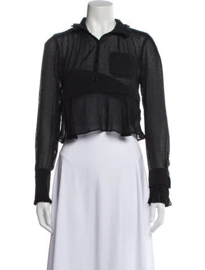Pre-owned Carven Silk Long Sleeve Blouse In Black
