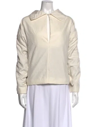 Pre-owned Carven Silk Long Sleeve Top In White