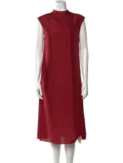 Pre-owned Carven Silk Midi Length Dress In Burgundy