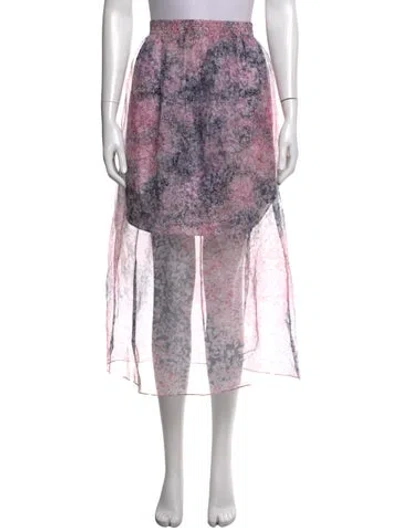 Pre-owned Carven Silk Midi Length Skirt In Pink