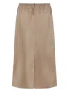 Carven Nude Silk Maxi Skirt With Elastic Waistband