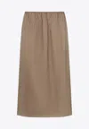 Carven Silk Midi Skirt In Brown