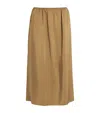 Carven Silk Midi Skirt In Brown