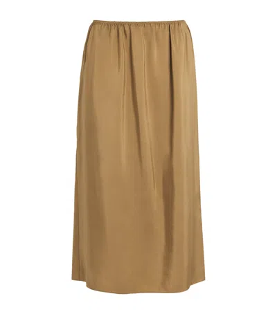 Carven Silk Midi Skirt In Brown