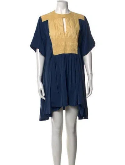 Pre-owned Carven Silk Mini Dress In Blue