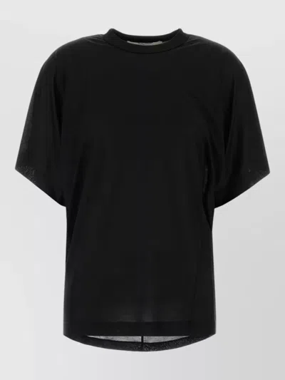 Carven Silk Oversized T Shirt Crew Neck In Black