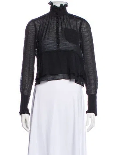 Pre-owned Carven Silk Patterned Top In Gray