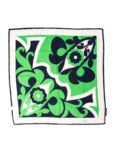 Pre-owned Carven Silk Printed Scarf In White