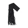Carven Silk Scarf With Unique Ribbon Fringe Border In Black