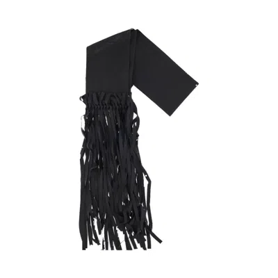 CARVEN SILK SCARF WITH UNIQUE RIBBON FRINGE BORDER