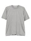 Carven Light Grey Silk Oversized Crew Neck T-shirt In Grau