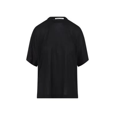 Carven Silk T-shirt With High Neckline In Black