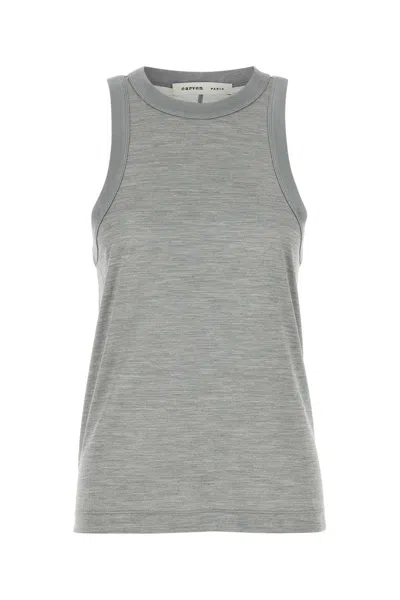 Carven Silk Tank Top In Gray