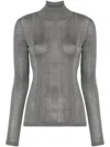 Carven Silk Turtleneck Sweater With Ribbed Hem