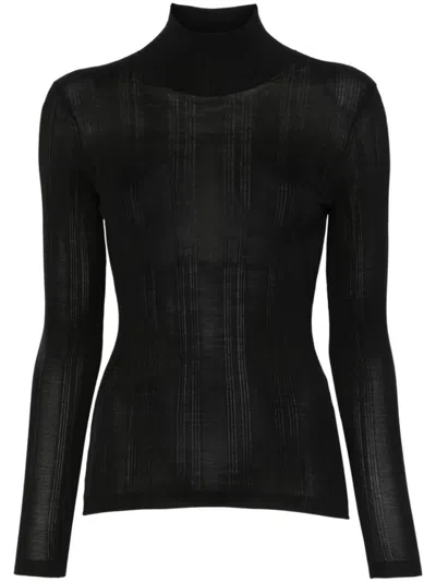 CARVEN CARVEN SILK TURTLENECK SWEATER WITH RIBBED HEM