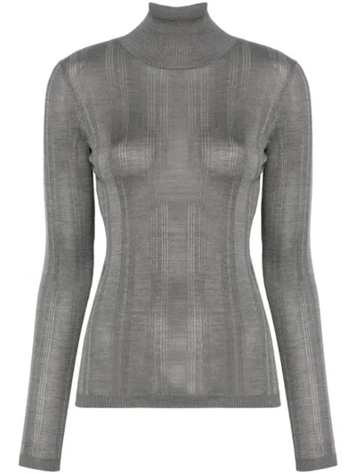 CARVEN CARVEN SILK TURTLENECK SWEATER WITH RIBBED HEM