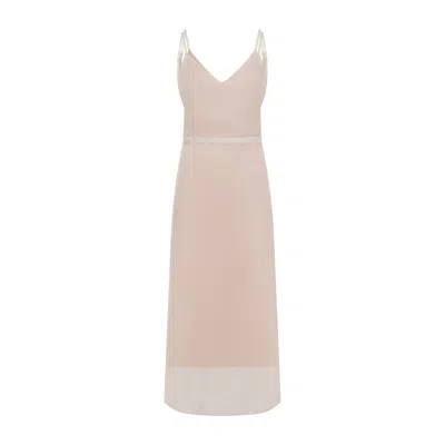 CARVEN CARVEN SILK V-NECK MAXI DRESS