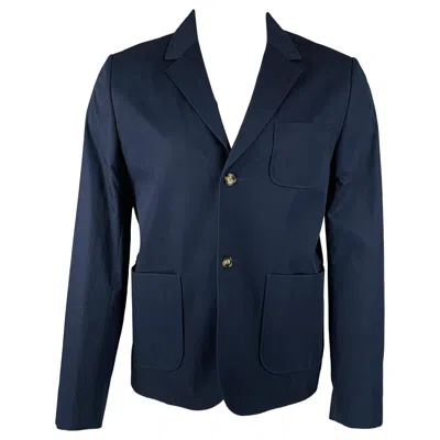 Pre-owned Carven Size 40 Navy Cotton Single Breasted Jacket In Blue