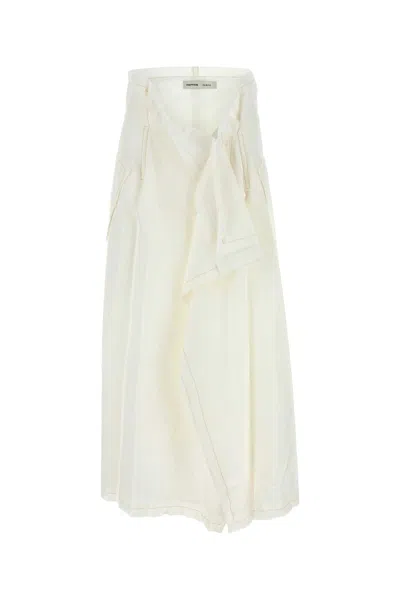 Carven Contrast-stitch Draped Skirt In White
