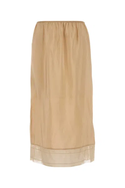 Carven Skin Pink Silk Skirt In Brown