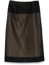 Carven Sheer Panelled Straight Midi Skirt In Black