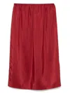 Carven Red Pull-on Silk Toile Midi Skirt In N Ruby