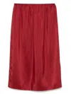 Carven Red Pull-on Silk Toile Midi Skirt In N Ruby