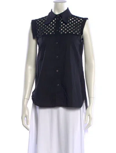 Pre-owned Carven Sleeveless Button-up Top In Black