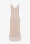 Carven Beige Open-back Slip Maxi Dress In Pink