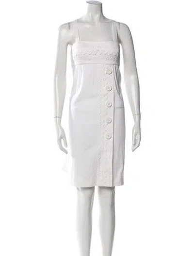 Pre-owned Carven Square Neckline Knee-length Dress In White
