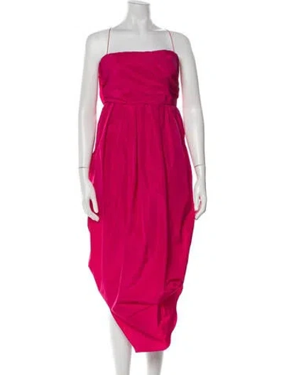 Pre-owned Carven Square Neckline Long Dress In Burgundy