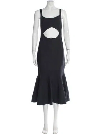 Pre-owned Carven Square Neckline Midi Length Dress In Blue