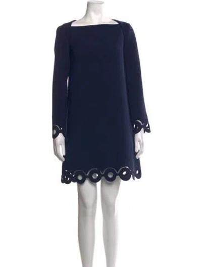 Pre-owned Carven Square Neckline Mini Dress In Blue