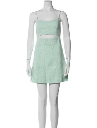 Pre-owned Carven Square Neckline Mini Dress In Green