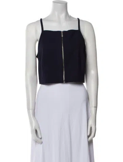 Pre-owned Carven Square Neckline Sleeveless Crop Top In Black