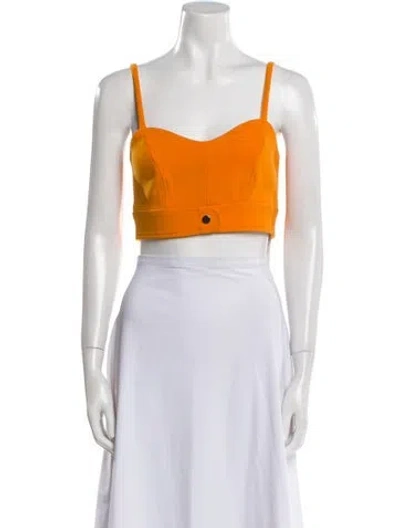 Pre-owned Carven Square Neckline Sleeveless Crop Top In Orange