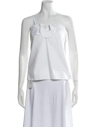 Pre-owned Carven Square Neckline Sleeveless Top In White