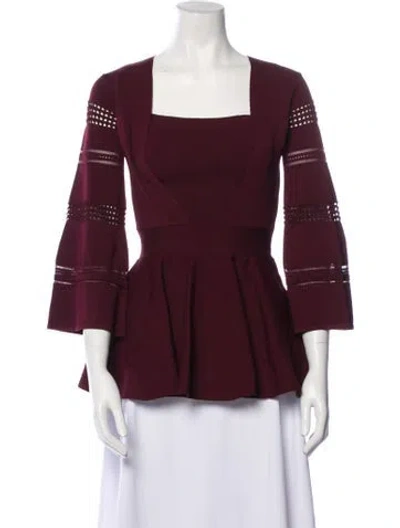 Pre-owned Carven Square Neckline Three-quarter Sleeve Blouse In Burgundy