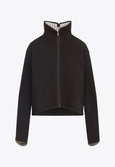 CARVEN STAND-COLLAR ZIPPED WOOL JACKET