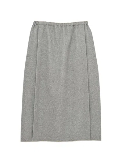Carven Stitched-pleat Midi Skirt In Gray