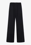 Carven Midnight Blue Wool Tr305 Pull On Pants In Black