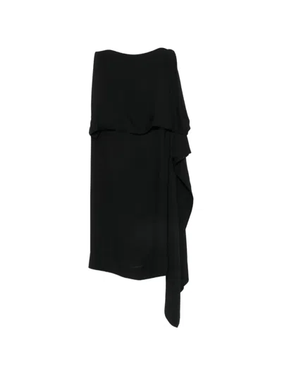 Carven Strapless Asymmetric Midi Dress In Multi