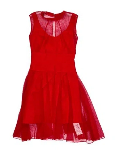 Pre-owned Carven Strapless Knee-length Dress In Red