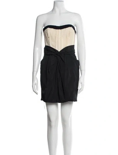 Pre-owned Carven Strapless Mini Dress In Neutrals