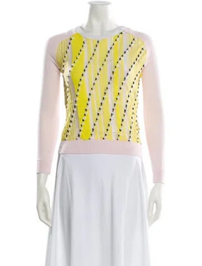 Pre-owned Carven Striped Crew Neck Crop Top In Pink