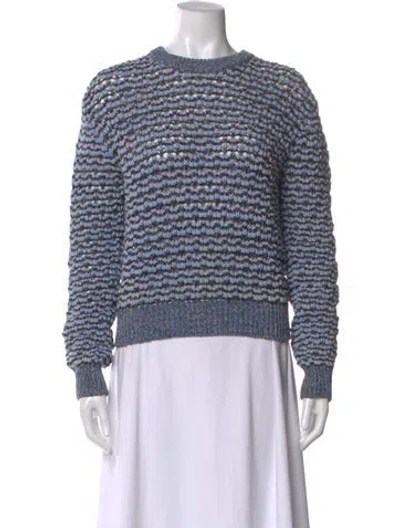 Pre-owned Carven Striped Crew Neck Sweater In Blue