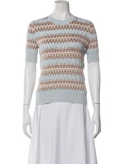 Pre-owned Carven Striped Crew Neck Sweater In Blue