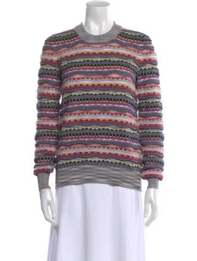 Pre-owned Carven Striped Crew Neck Sweater In Pink