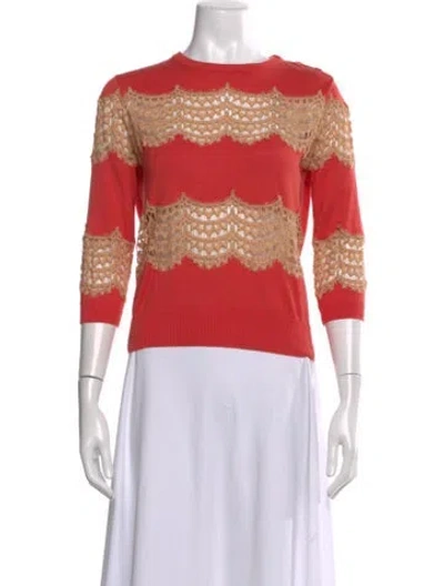 Pre-owned Carven Striped Crew Neck Sweater In Pink